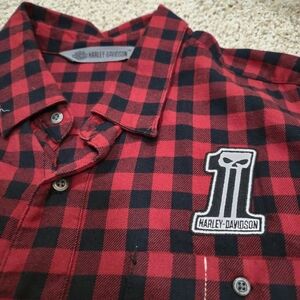 Harley-Davidson Red and Black Checkered Men's Shirt